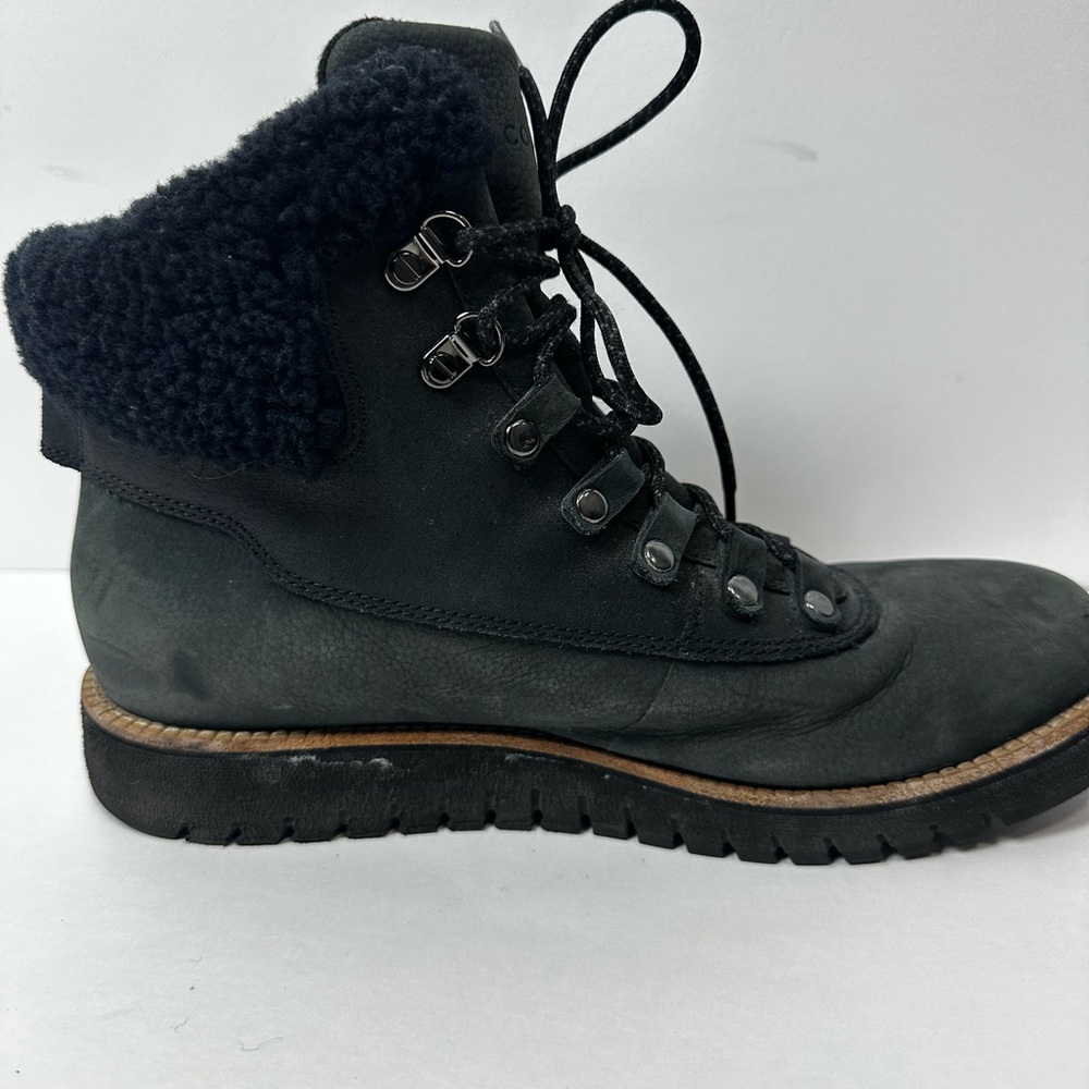 Cole Haan Black Shearling Trim Lace‑Up Winter Boots Size 8.5 B - Picture 13 of 13